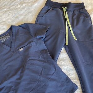 FIGS Matching Set XS Tall: Grey/Blue